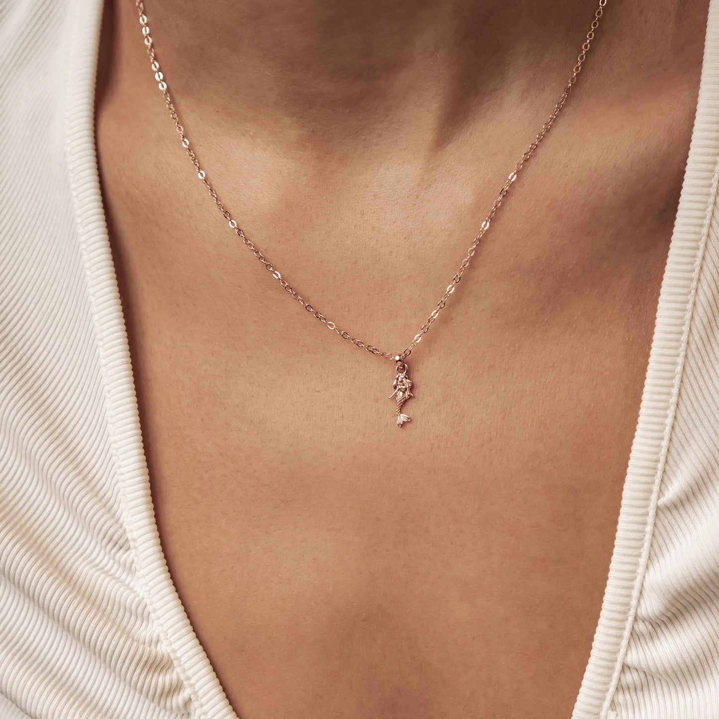 Mermaid Charm Pendant Necklace Sterling Silver