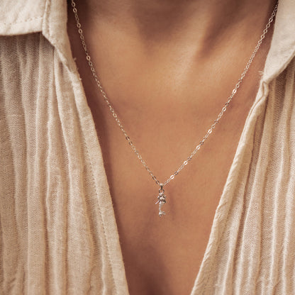 Mermaid Charm Pendant Necklace Sterling Silver