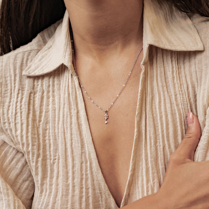 Mermaid Charm Pendant Necklace Sterling Silver