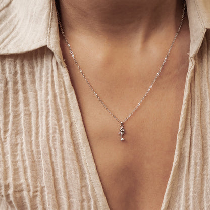 Mermaid Charm Pendant Necklace Sterling Silver