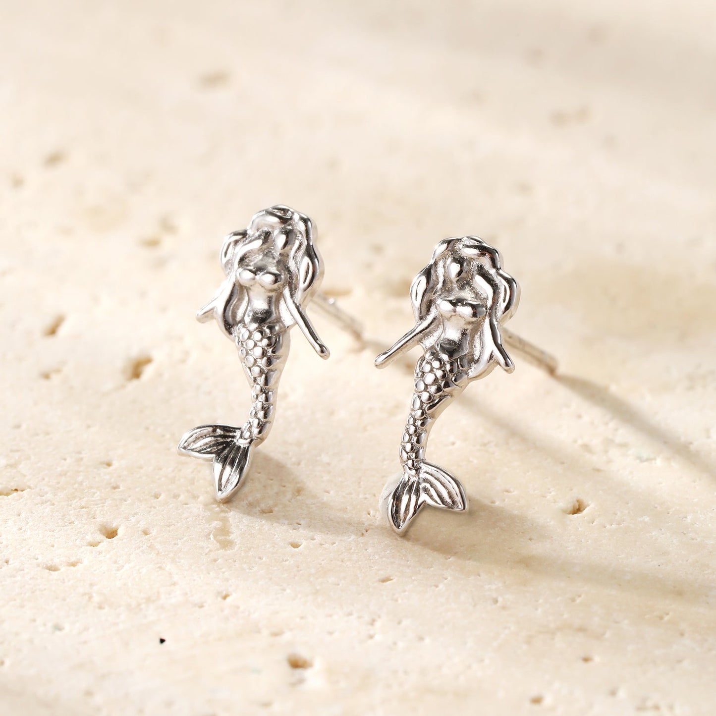 Mermaid Stud Earrings Sterling Silver