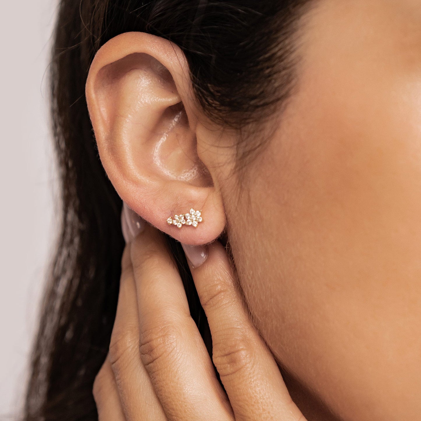 Mini Floral Climber Stud Earrings Sterling Silver