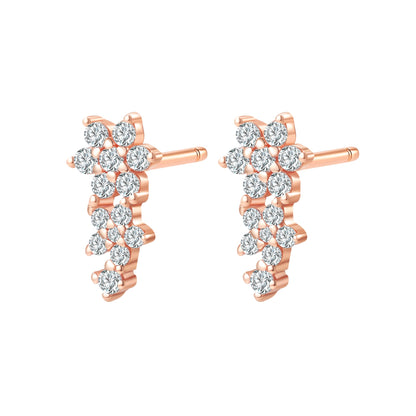 Mini Floral Climber Stud Earrings Sterling Silver