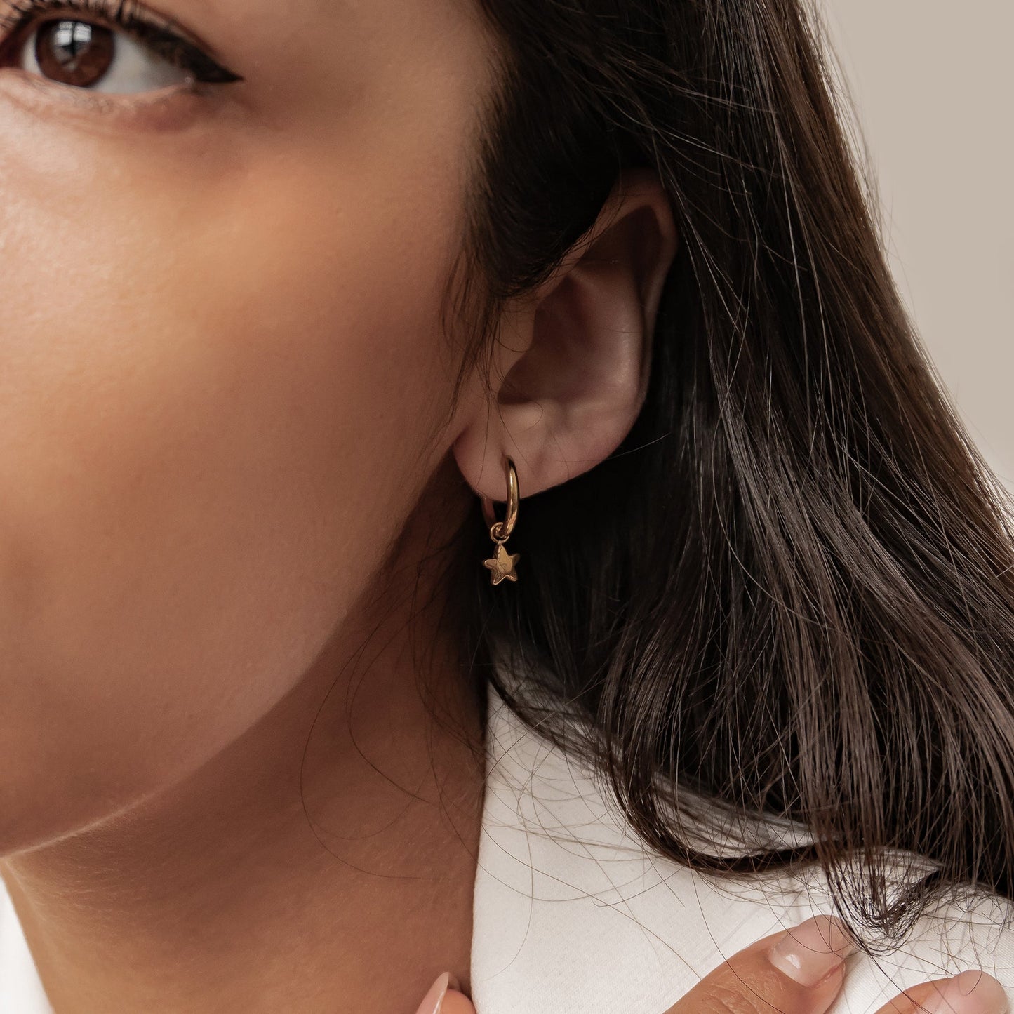 Moon and Star Hoop Earrings Waterproof