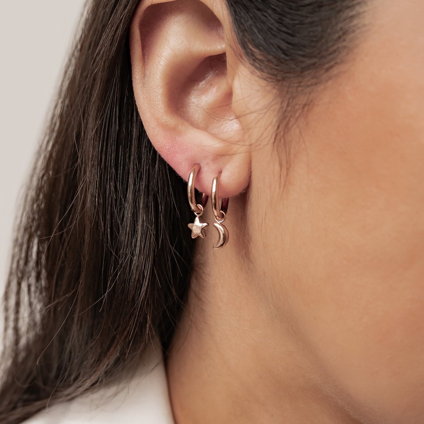 Moon and Star Hoop Earrings Waterproof