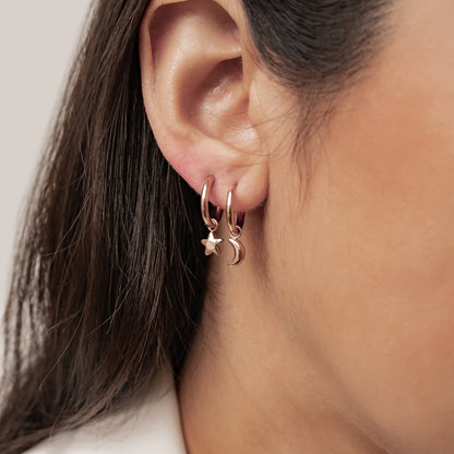 Moon and Star Hoop Earrings Waterproof