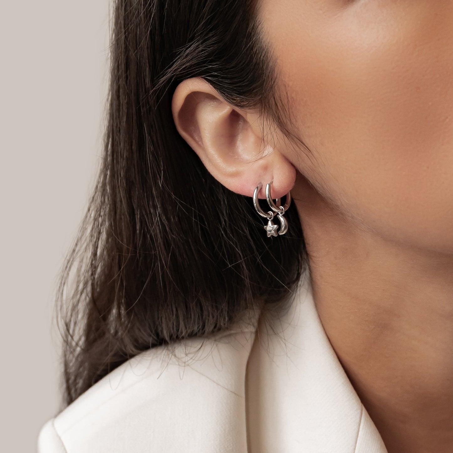 Moon and Star Hoop Earrings Waterproof