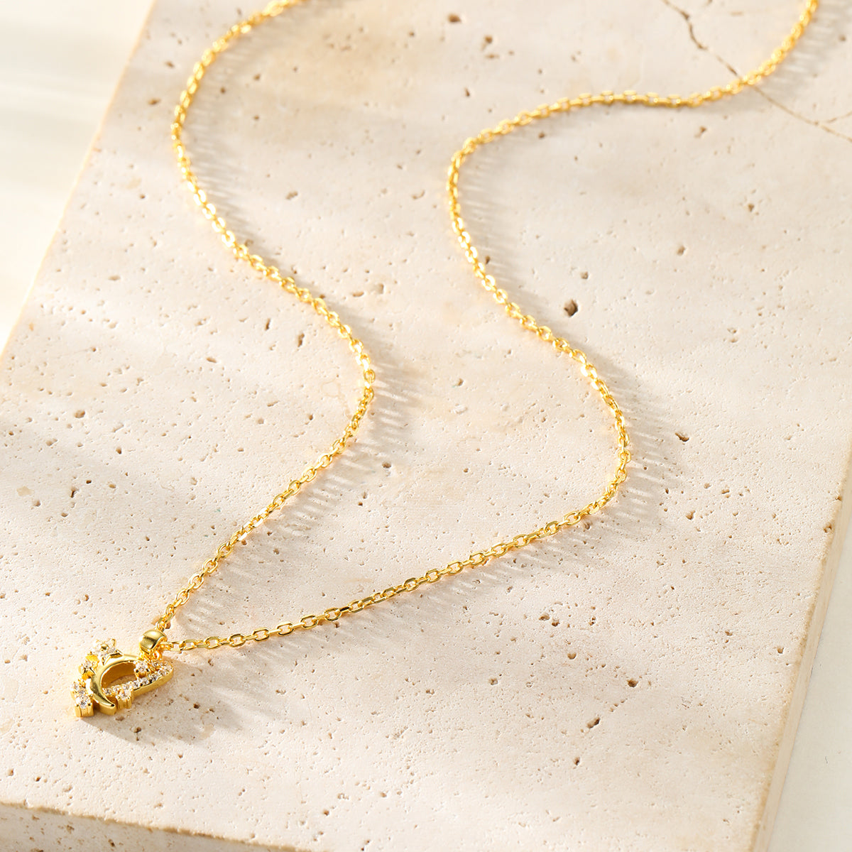 Moon & Star Pendant Necklace Sterling Silver