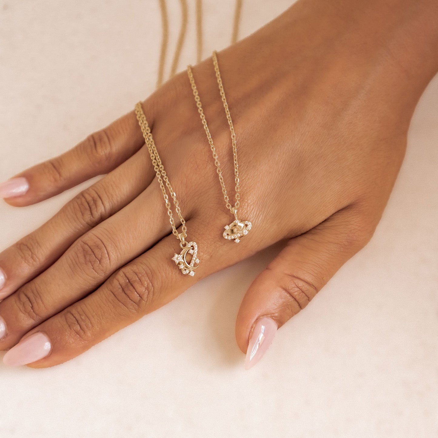 Moon & Star Pendant Necklace Sterling Silver