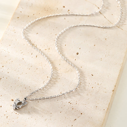 Moon & Star Pendant Necklace Sterling Silver