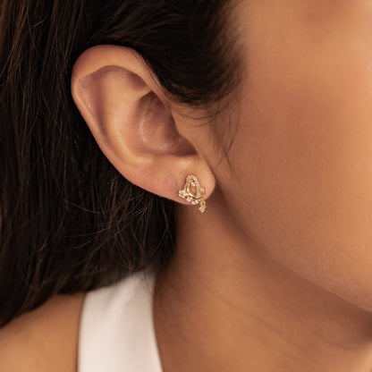 Moon & Star Sparkle Stud Earrings Sterling Silver