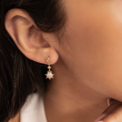 Moon & Sun Drop Earrings Sterling Silver