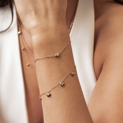 Multiple Chunky Heart Bracelet Waterproof