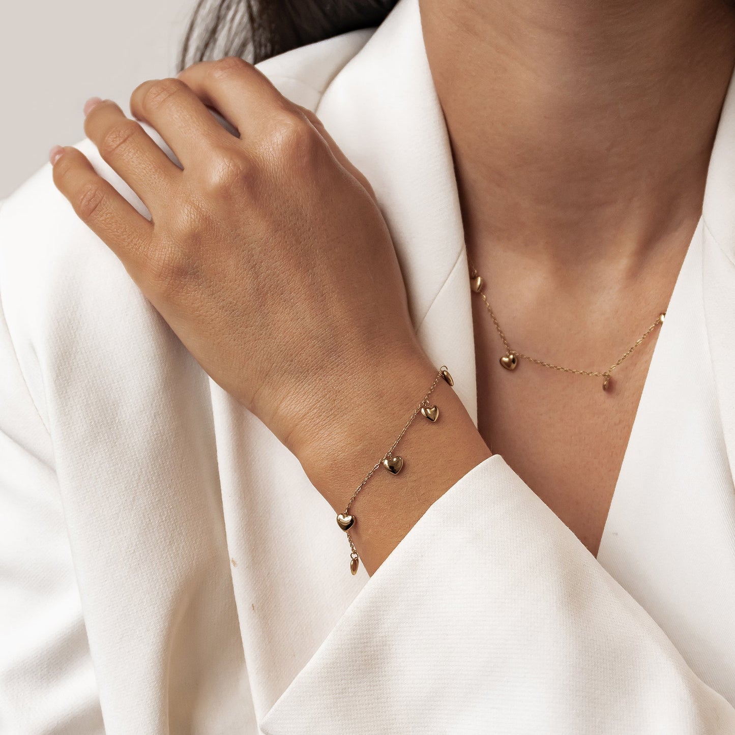 Multiple Chunky Heart Bracelet Waterproof