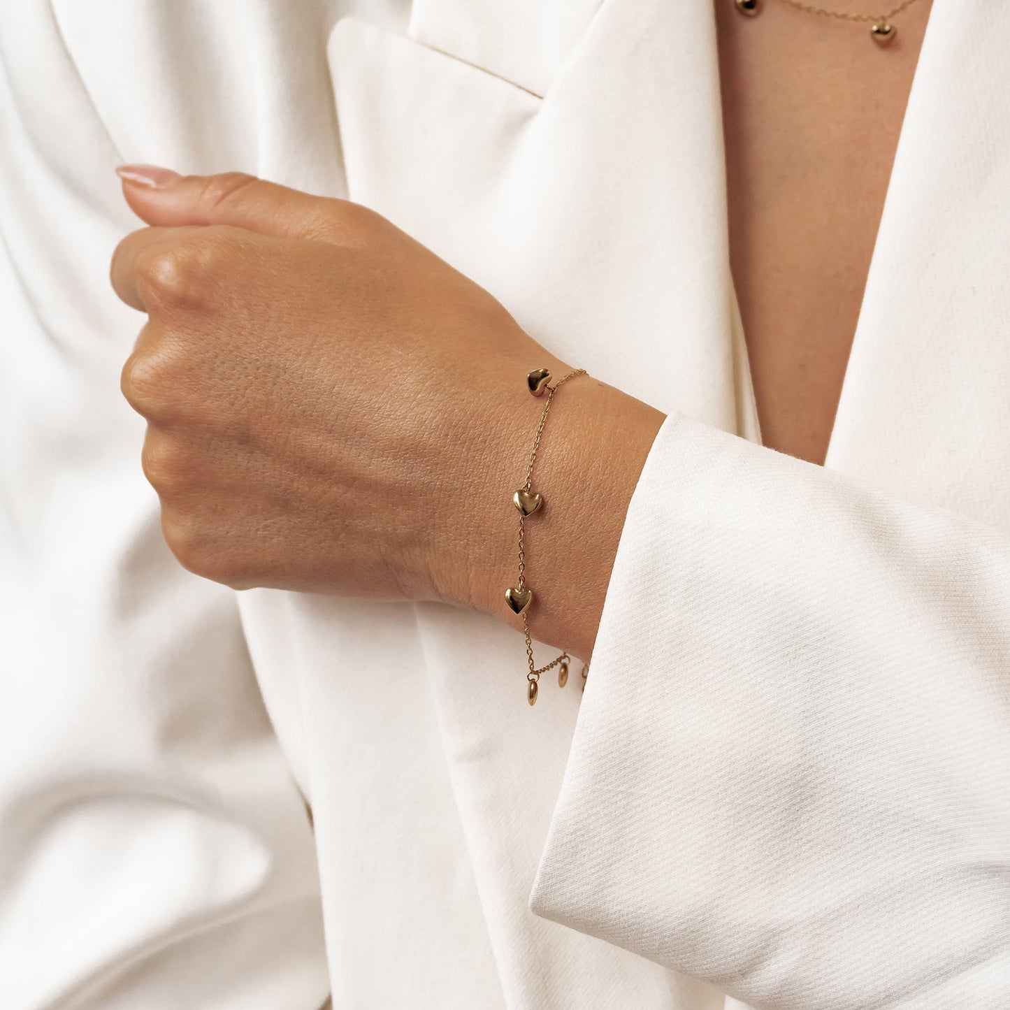 Multiple Chunky Heart Bracelet Waterproof