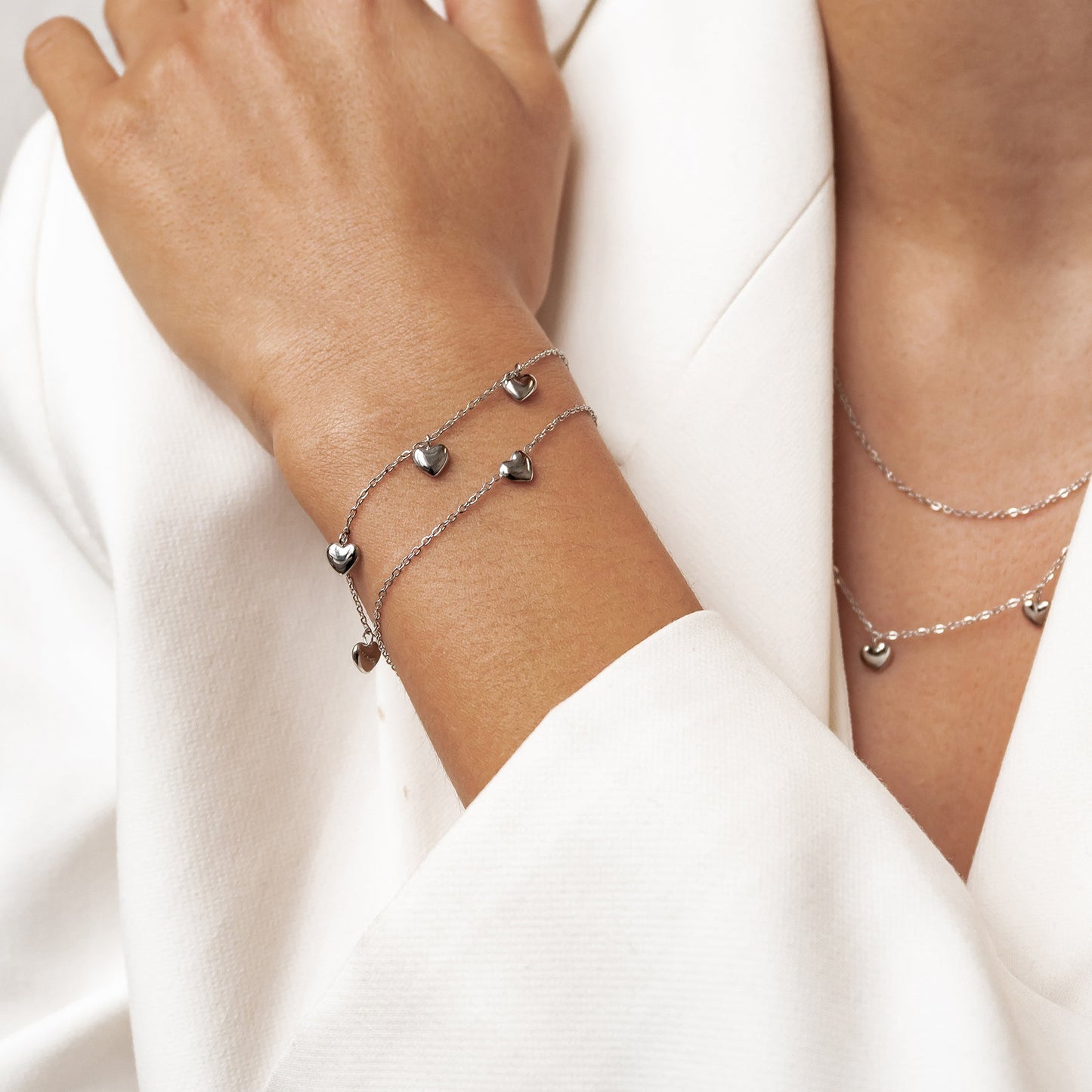 Multiple Chunky Heart Bracelet Waterproof