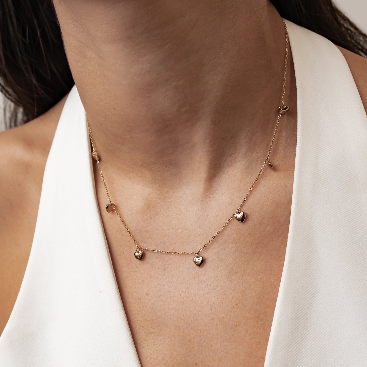 Multiple Chunky Heart Necklace Waterproof