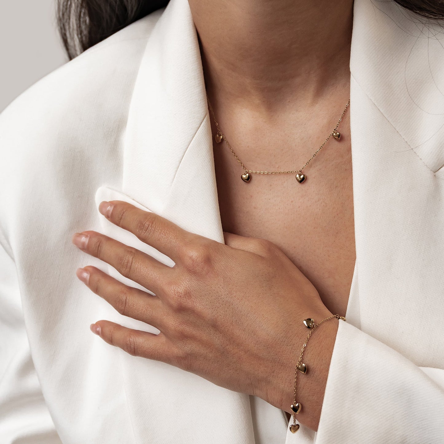 Multiple Chunky Heart Necklace Waterproof