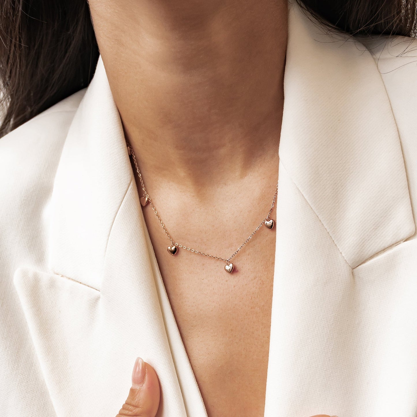 Multiple Chunky Heart Necklace Waterproof