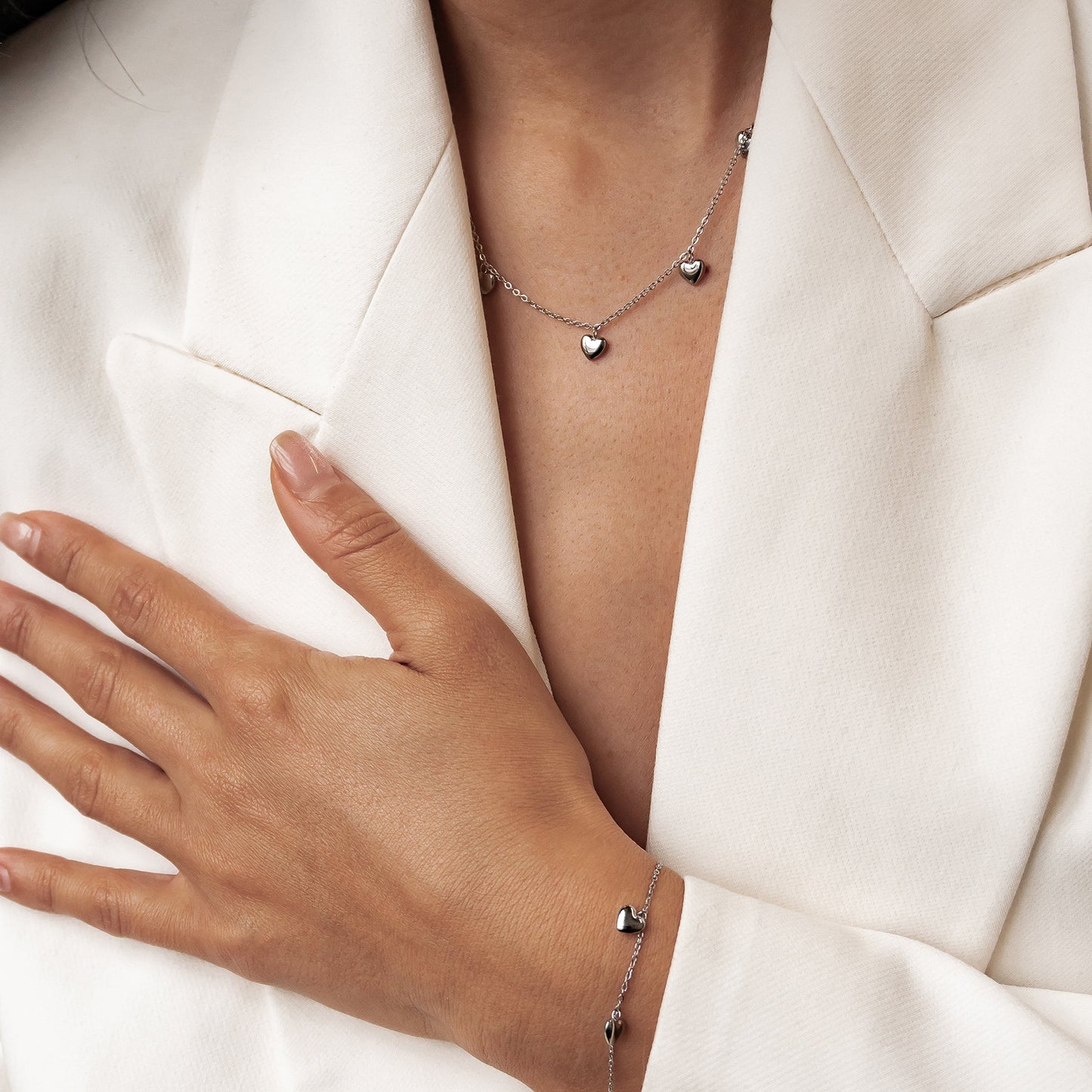 Multiple Chunky Heart Necklace Waterproof