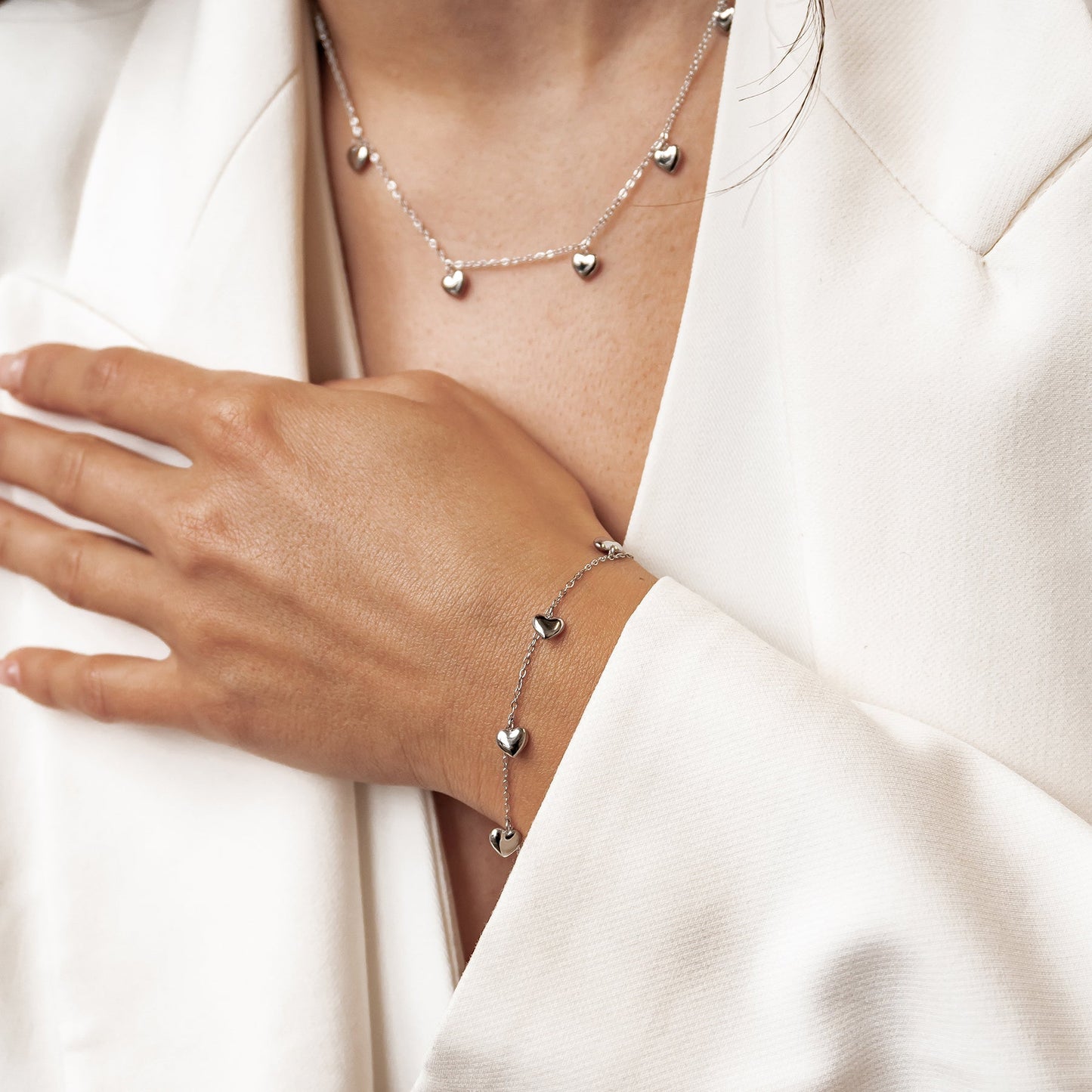 Multiple Chunky Heart Necklace Waterproof