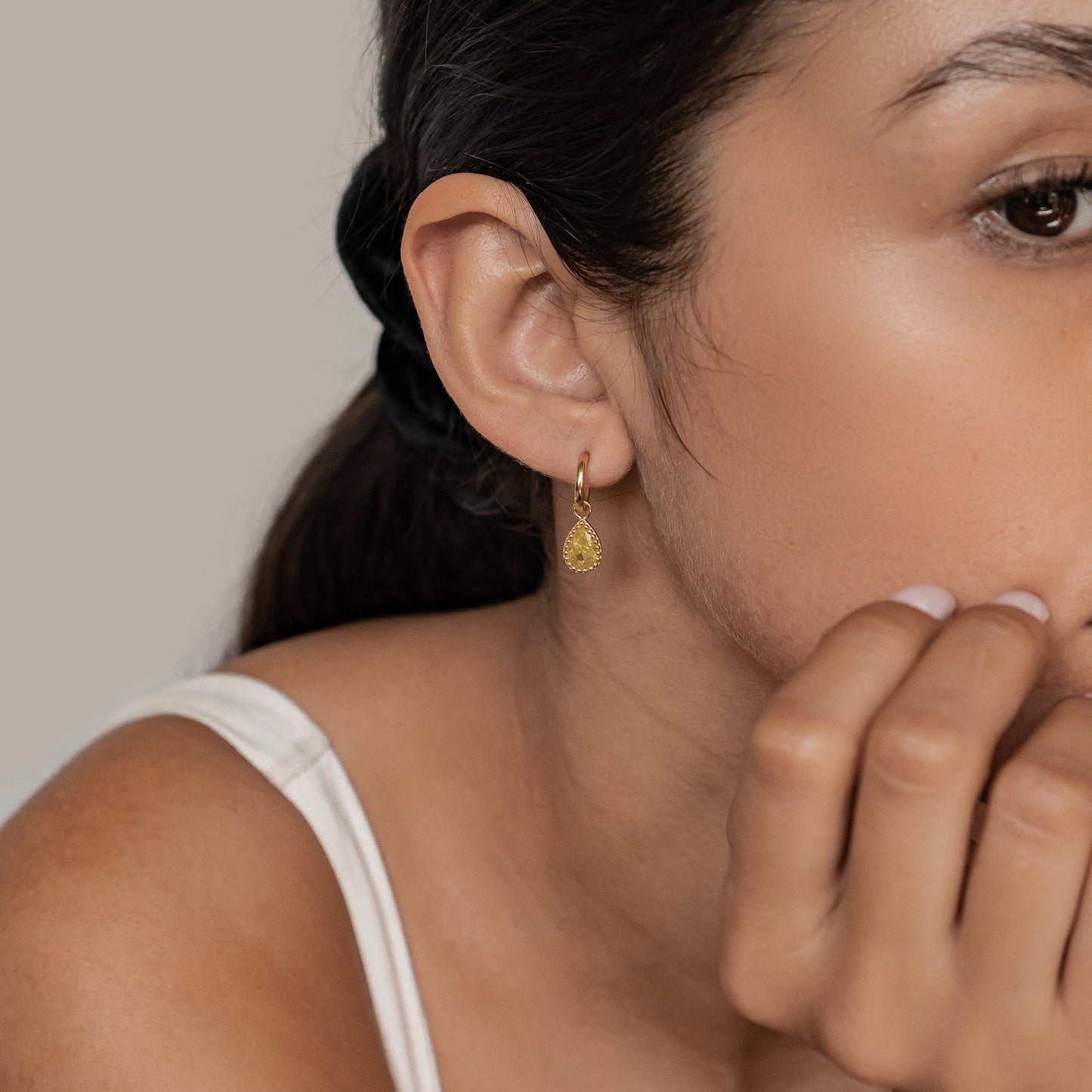 November Topaz Birthstone Hoop Earrings Sterling Silver