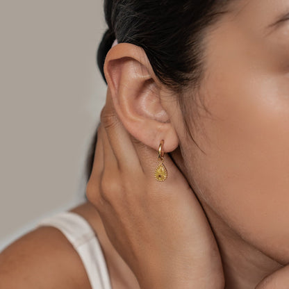 November Topaz Birthstone Hoop Earrings Sterling Silver