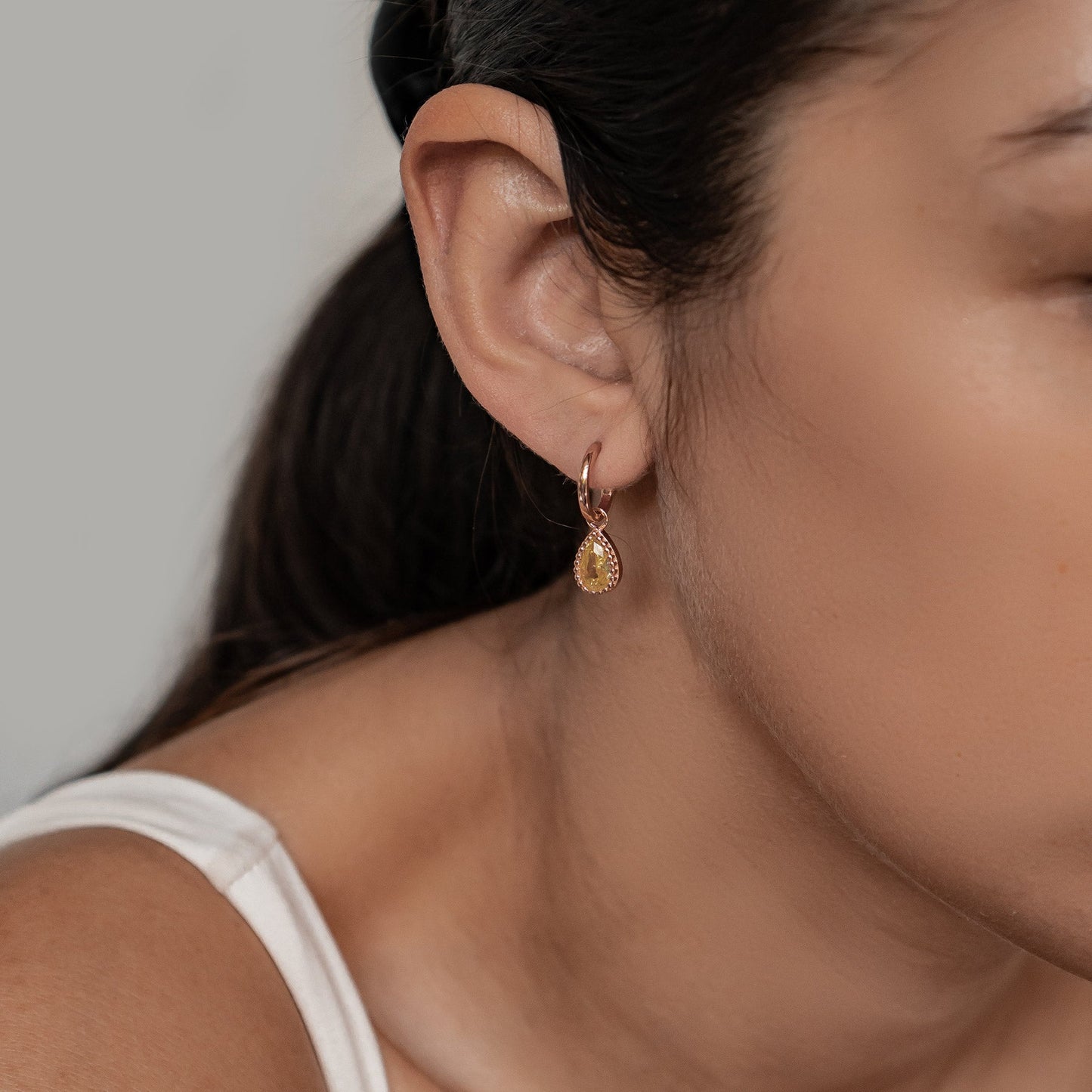 November Topaz Birthstone Hoop Earrings Sterling Silver