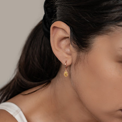 November Topaz Birthstone Hoop Earrings Sterling Silver