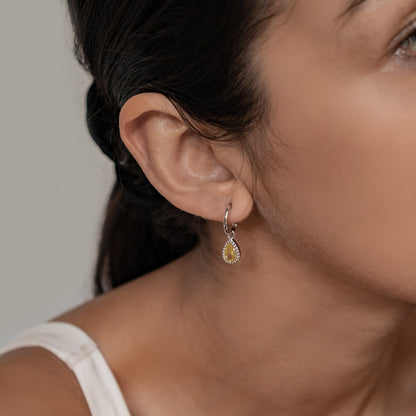 November Topaz Birthstone Hoop Earrings Sterling Silver