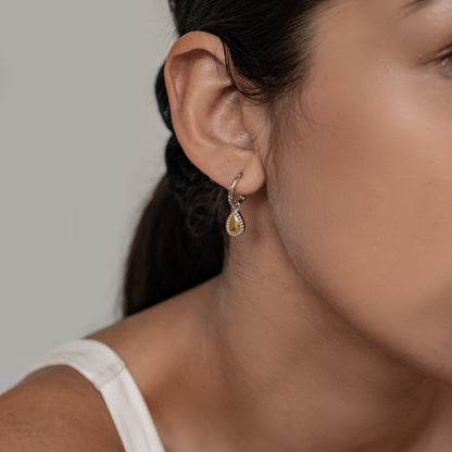 November Topaz Birthstone Hoop Earrings Sterling Silver