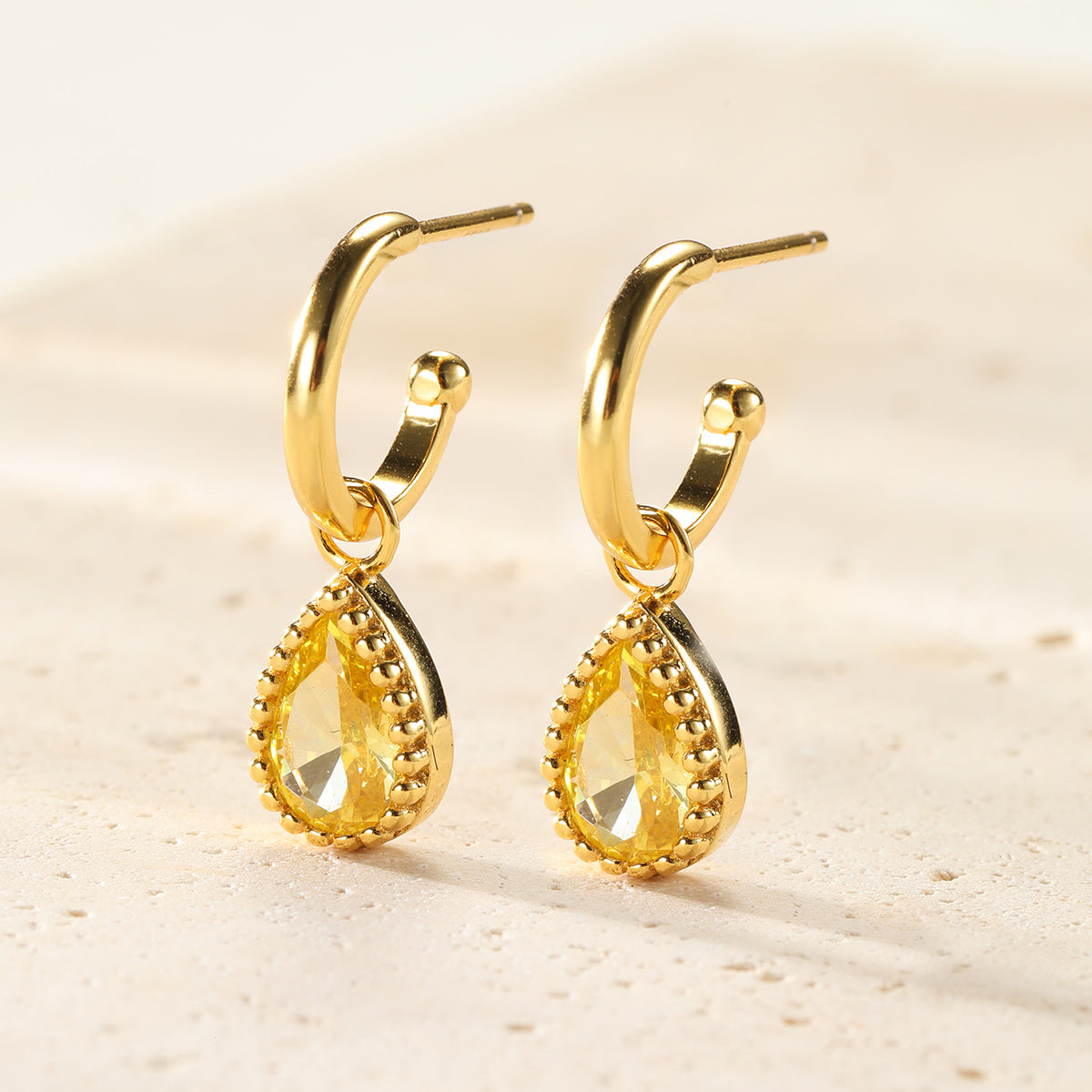 November Topaz Birthstone Hoop Earrings Sterling Silver