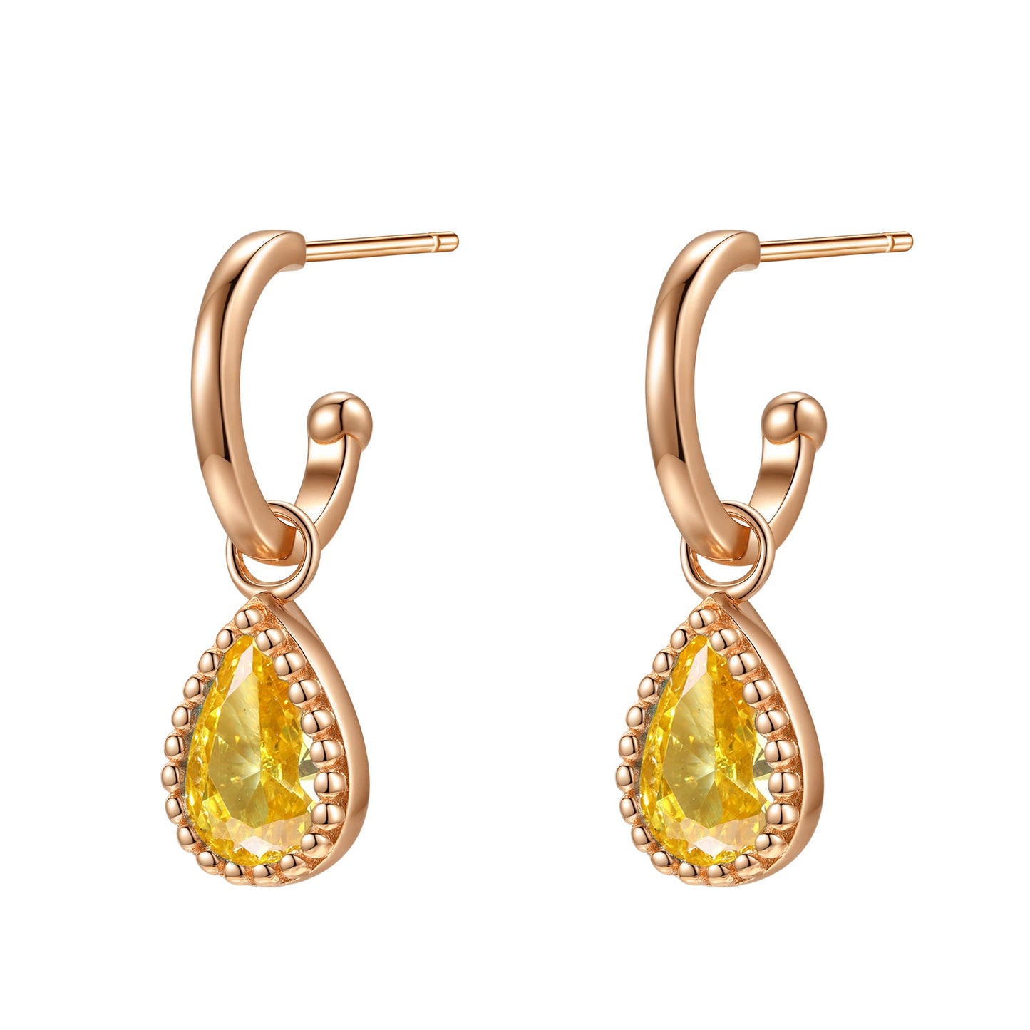 November Topaz Birthstone Hoop Earrings Sterling Silver