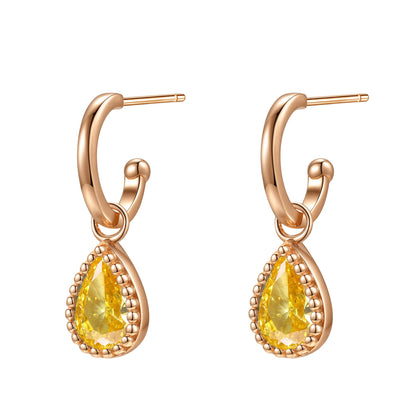 November Topaz Birthstone Hoop Earrings Sterling Silver
