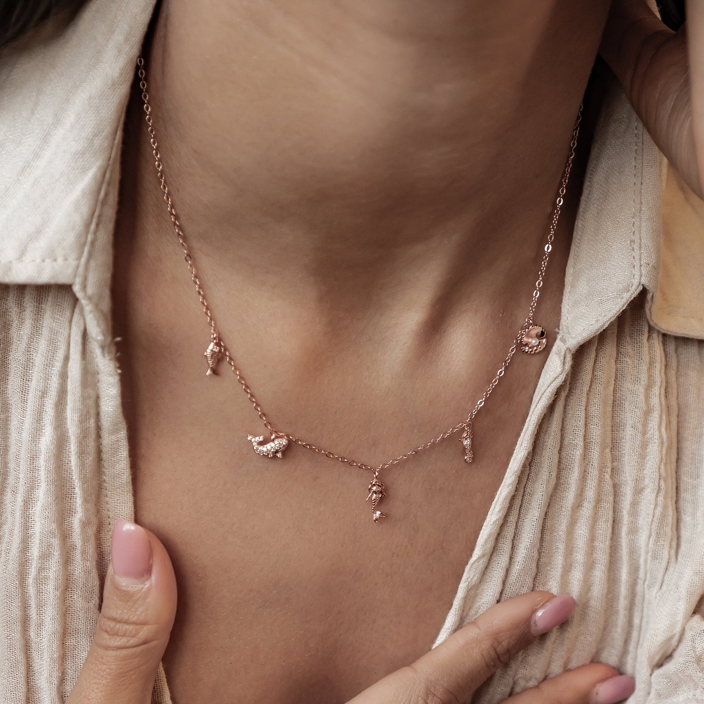 Ocean Charms Necklace Sterling Silver