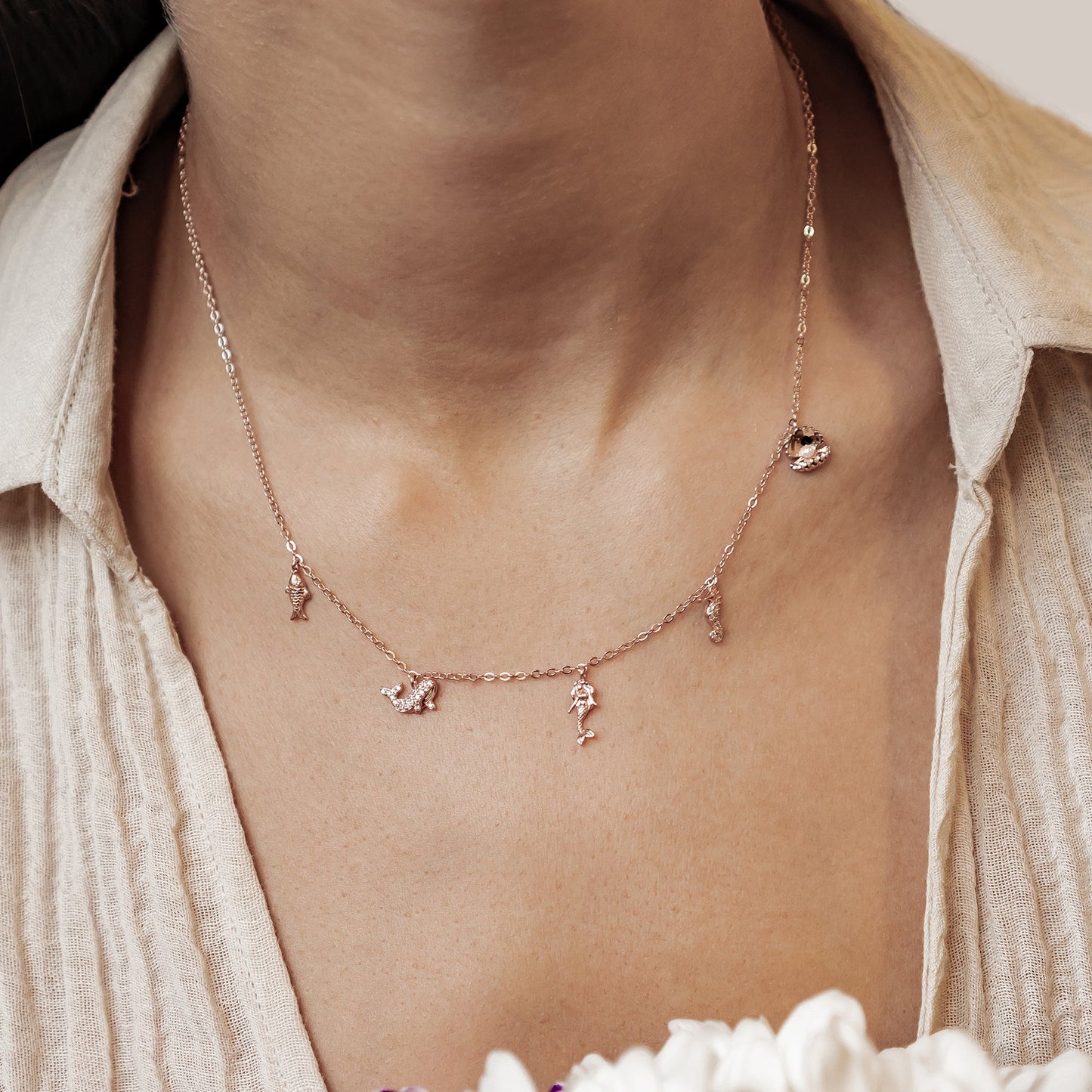 Ocean Charms Necklace Sterling Silver