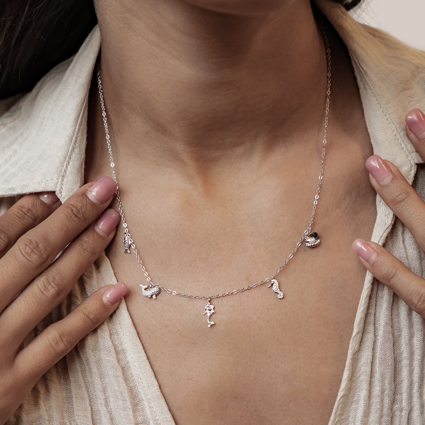 Ocean Charms Necklace Sterling Silver