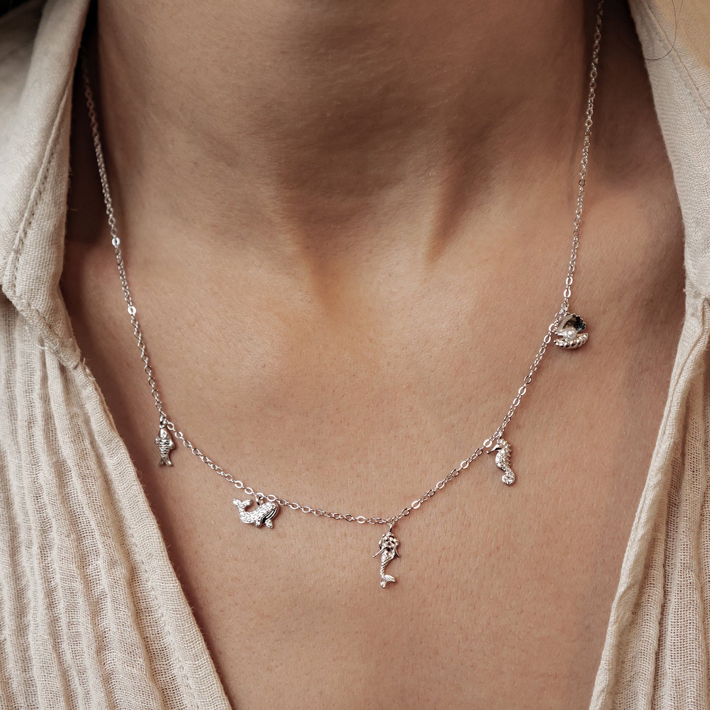 Ocean Charms Necklace Sterling Silver