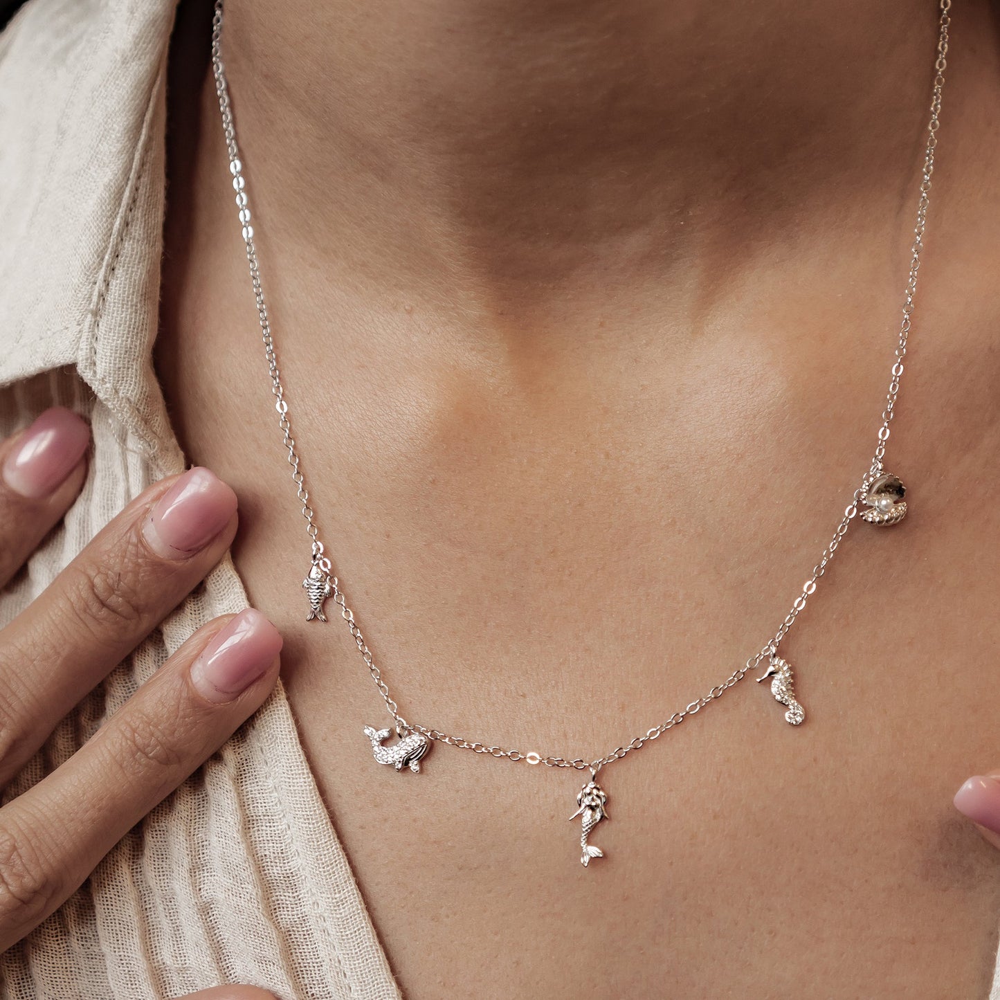 Ocean Charms Necklace Sterling Silver