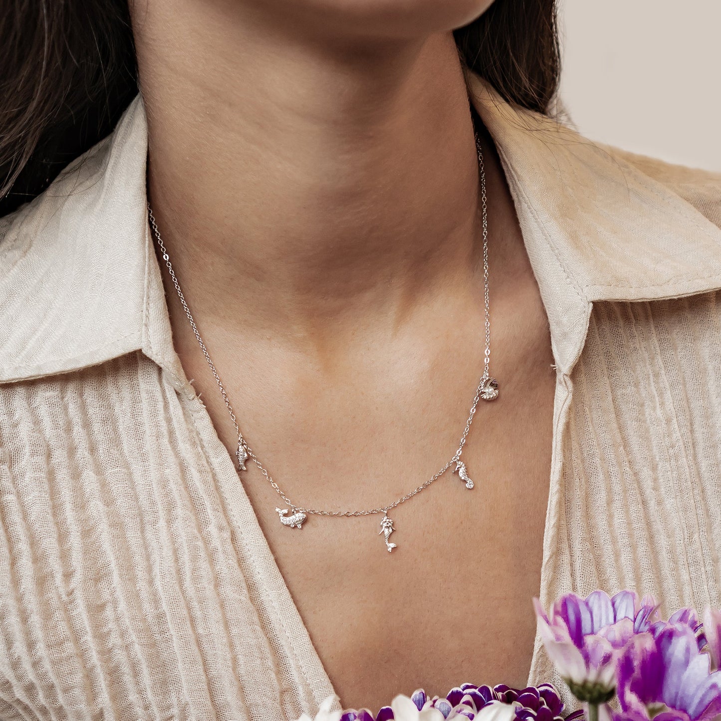 Ocean Charms Necklace Sterling Silver