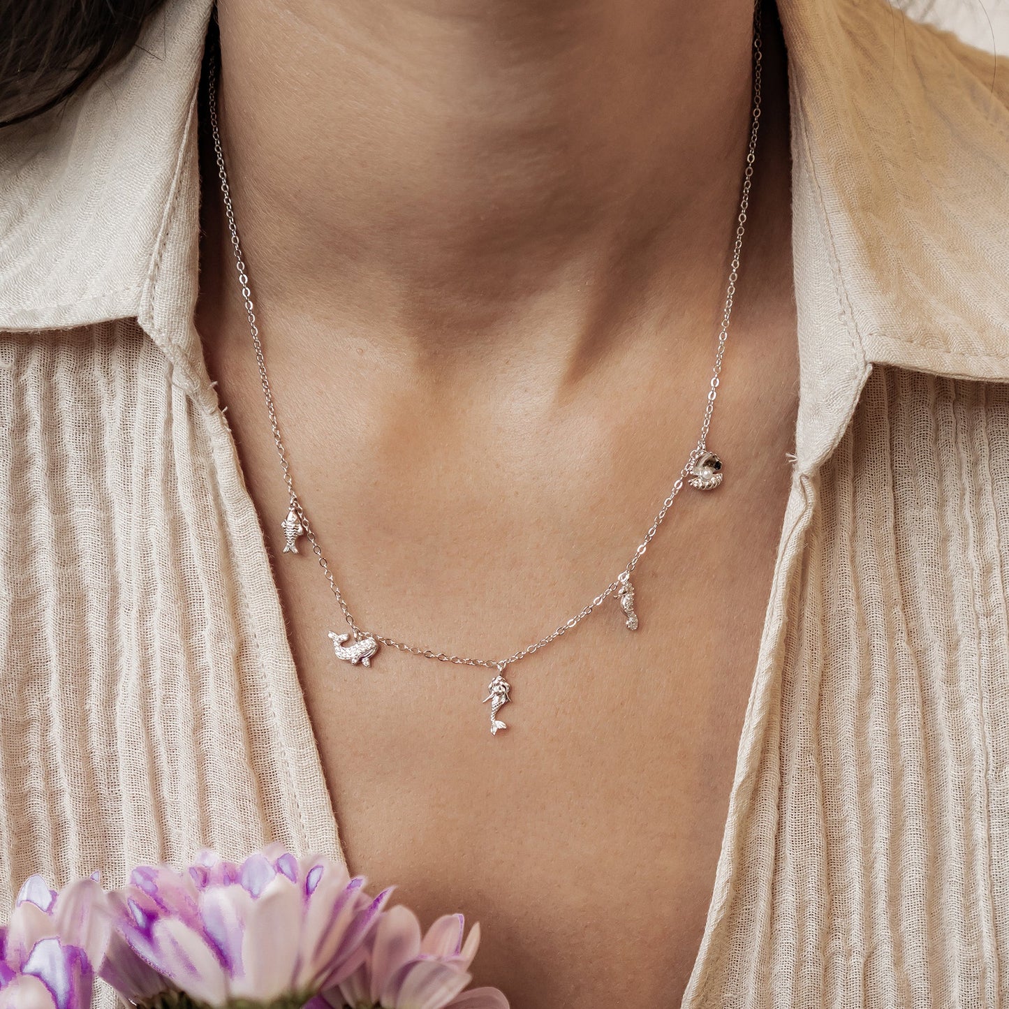 Ocean Charms Necklace Sterling Silver