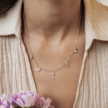Ocean Charms Necklace Sterling Silver