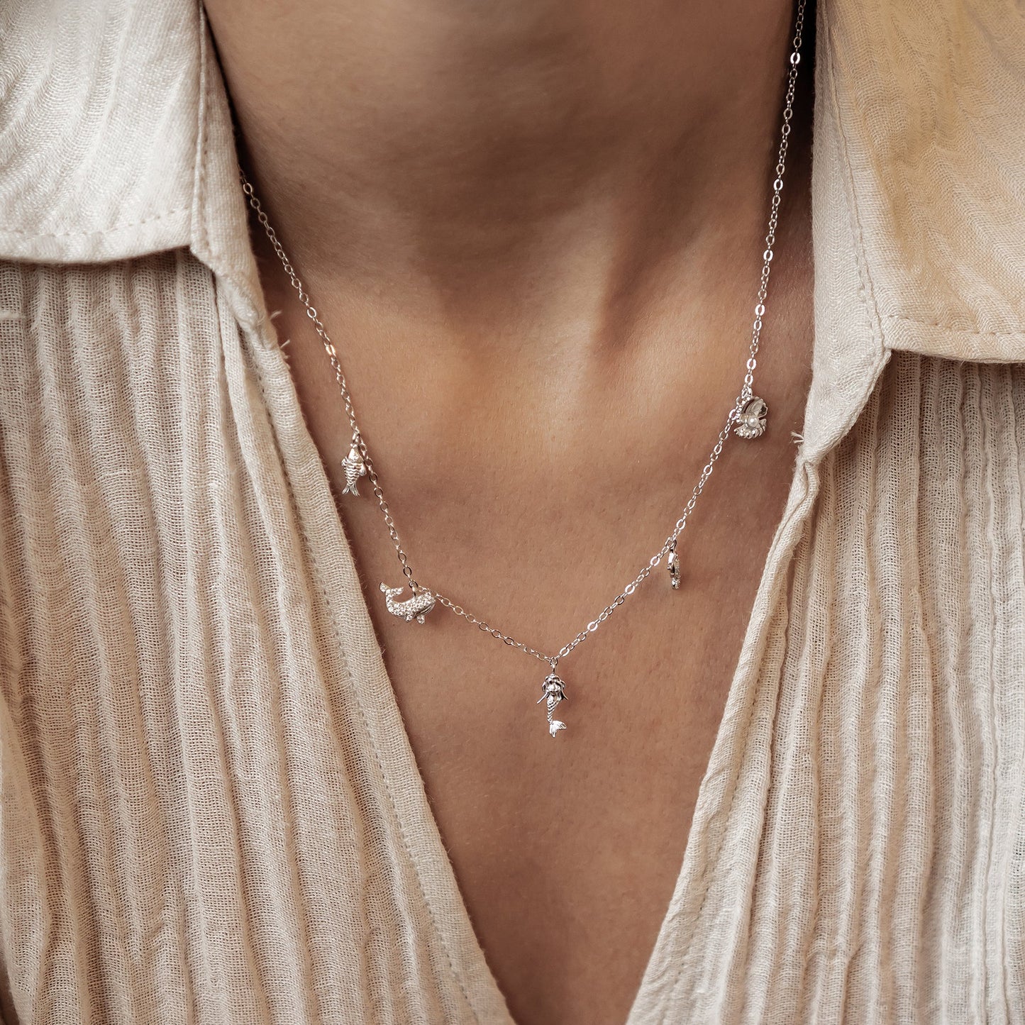 Ocean Charms Necklace Sterling Silver