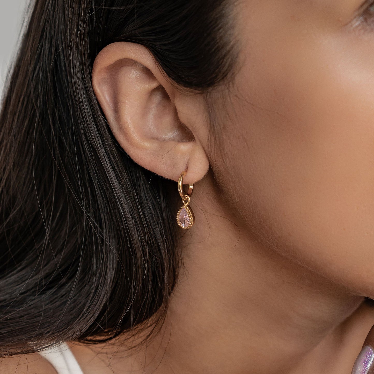 October Tourmaline Birthstone Hoop Earrings Sterling Silver