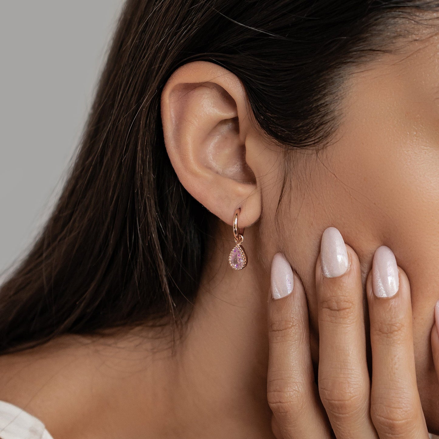 October Tourmaline Birthstone Hoop Earrings Sterling Silver