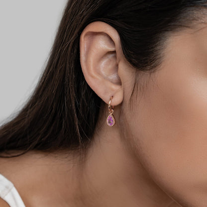 October Tourmaline Birthstone Hoop Earrings Sterling Silver