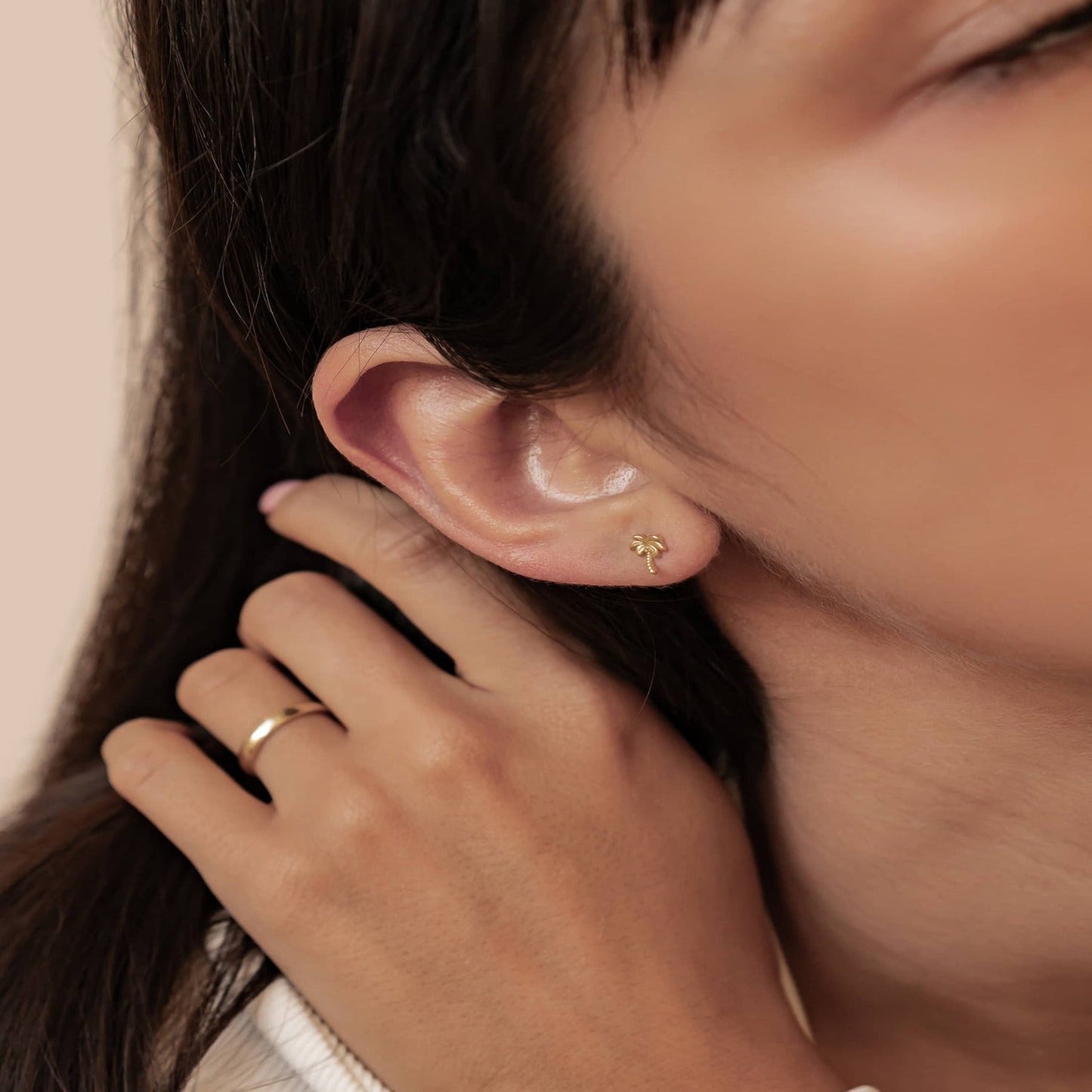 Palm Tree Stud Earrings Sterling Silver