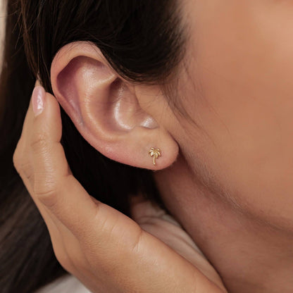 Palm Tree Stud Earrings Sterling Silver