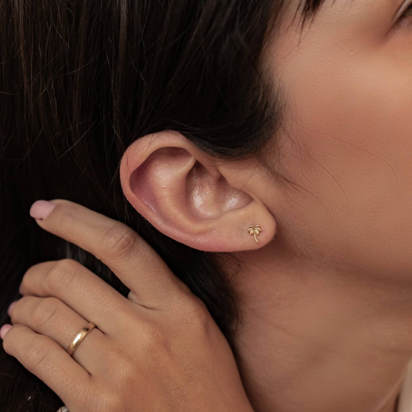 Palm Tree Stud Earrings Sterling Silver