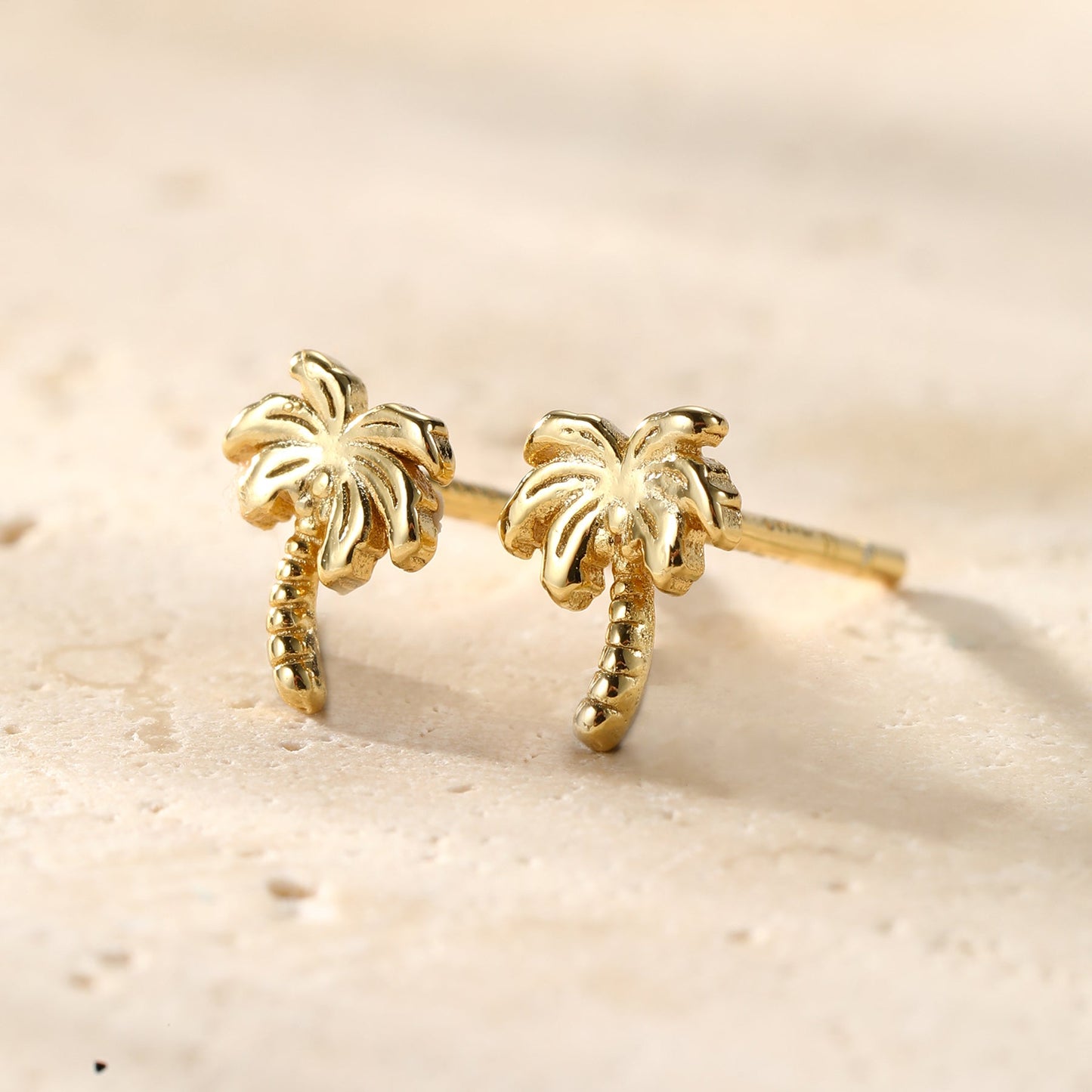 Palm Tree Stud Earrings Sterling Silver